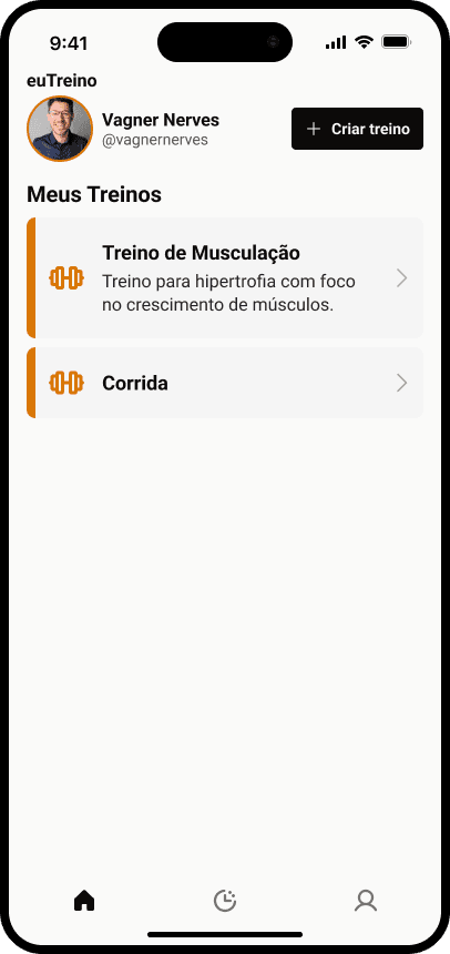 Imagem ao Logar no Aplicativo euTreino.